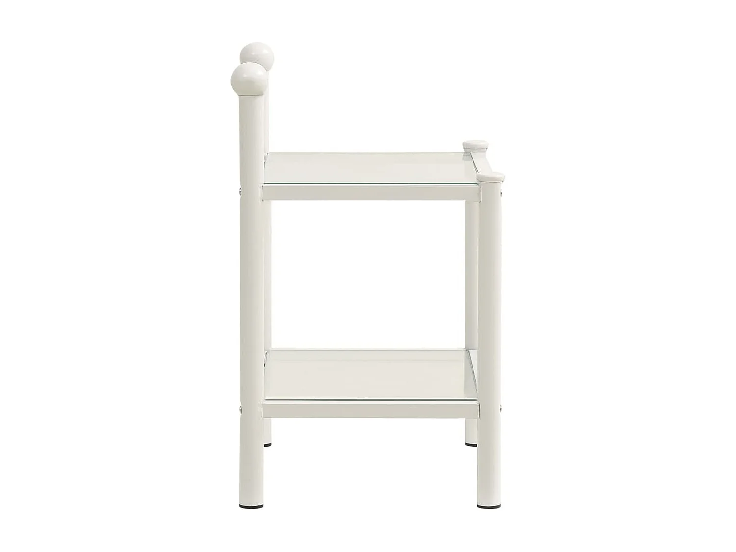 Daniela Luz  Comodino Bianco e Trasparente 45x34,5x60,5 cm Metallo e Vetro