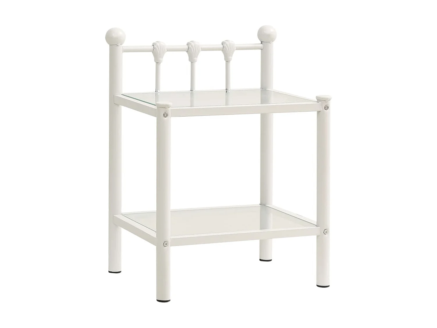 Daniela Luz  Nachttisch Weiß Transparent 45x34,5x60,5 cm Metall und Glas