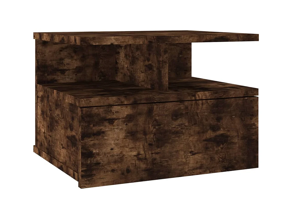 Emmanuelle  Table de chevet flottante Chêne fumé 40x31x27cm Bois ingénierie