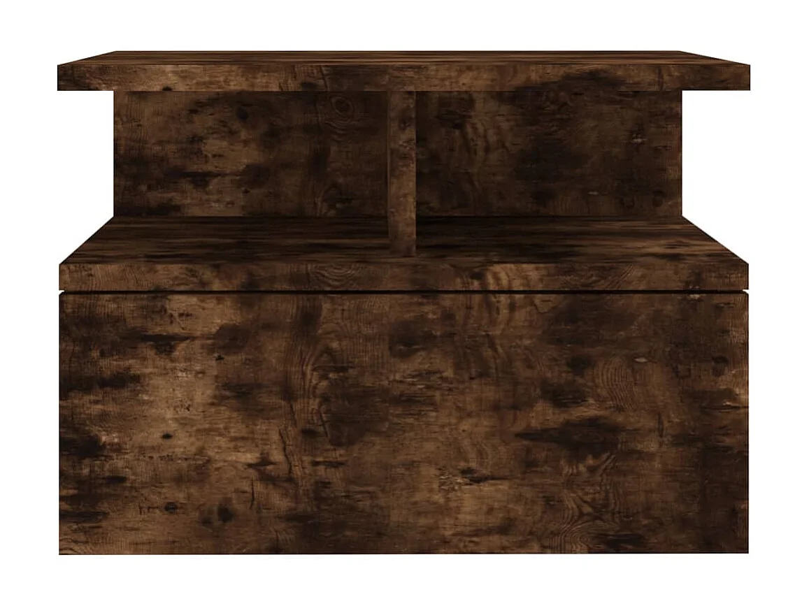 Emmanuelle  Table de chevet flottante Chêne fumé 40x31x27cm Bois ingénierie