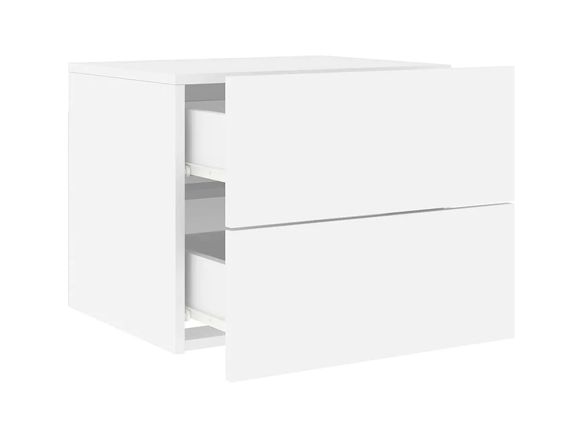 Rhylan  Tables de chevet murales avec lumières LED 2 pcs blanc