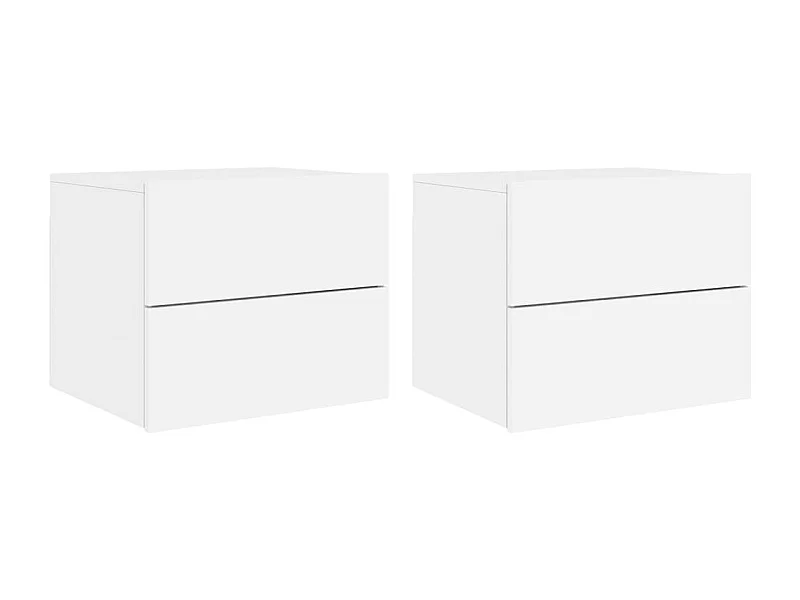 Rhylan  Tables de chevet murales avec lumières LED 2 pcs blanc