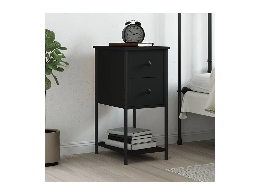 Portici  Table de chevet noir 32x42x70 cm bois d’ingénierie