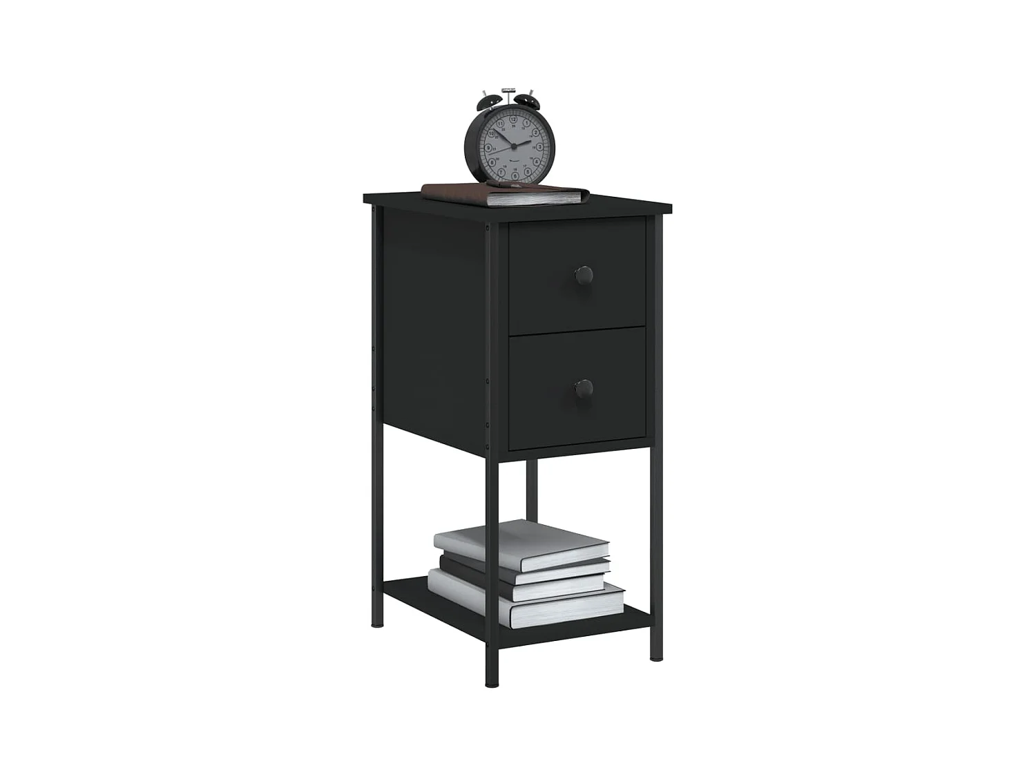 Portici  Table de chevet noir 32x42x70 cm bois d’ingénierie