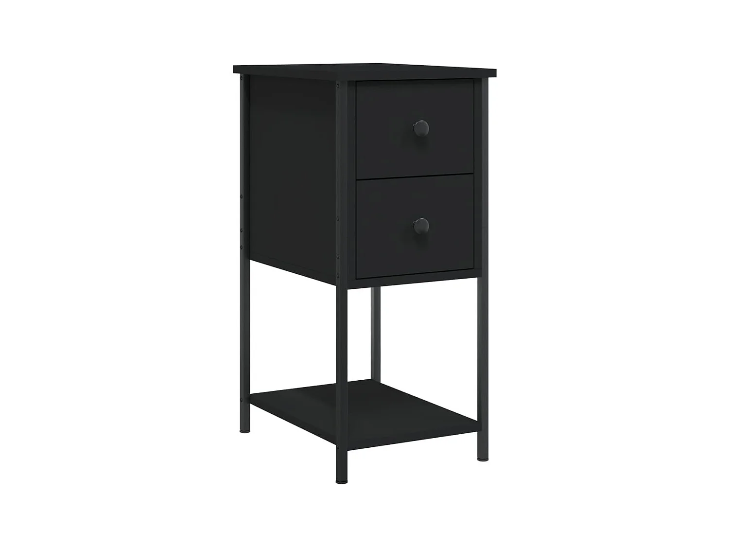 Portici  Mesita de noche madera de ingeniería negro 32x42x70 cm