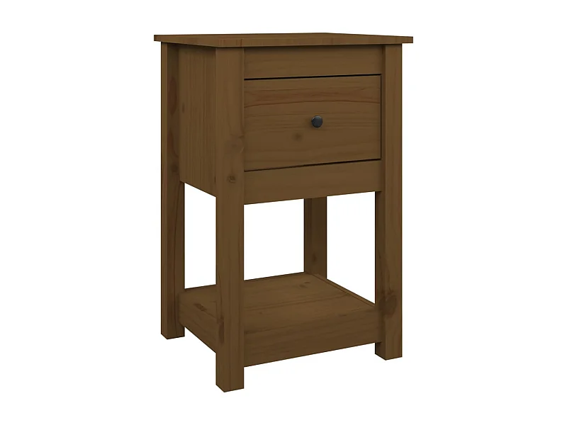 Fourmies  Mesita de noche madera maciza de pino marrón miel 40x35x61,5 cm