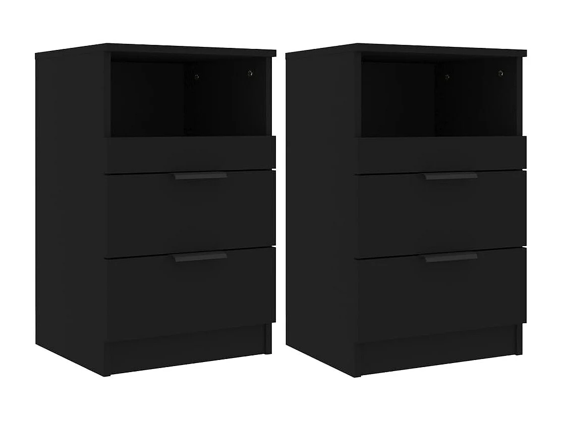 Damien  Tables de chevet 2 pcs Noir Bois d'ingénierie