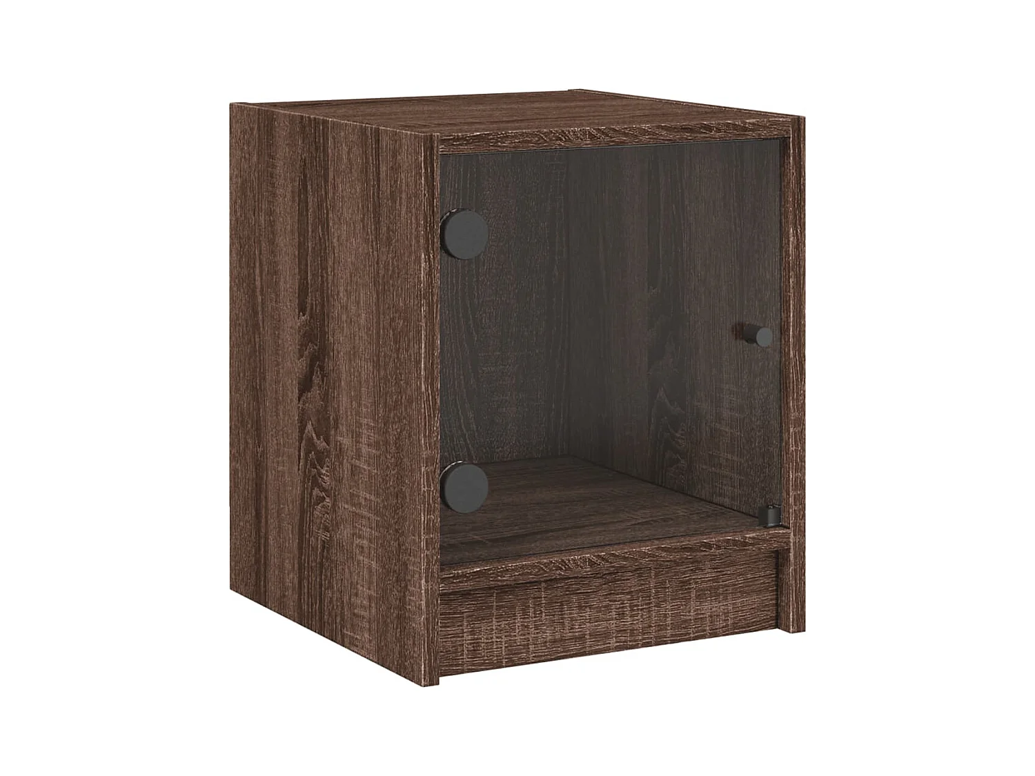 Butte  Table de chevet avec porte en verre chêne marron 35x37x42 cm