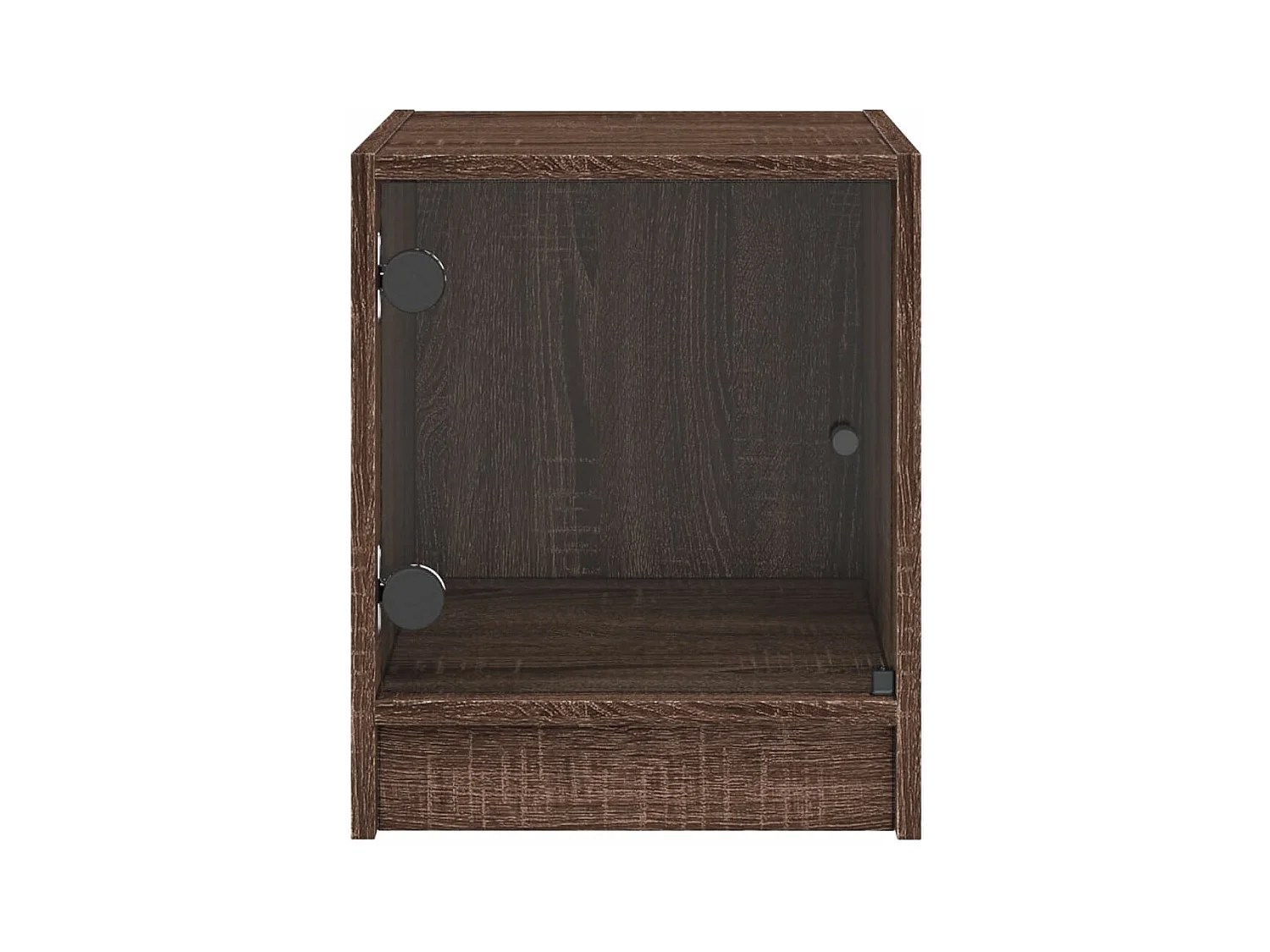 Butte  Table de chevet avec porte en verre chêne marron 35x37x42 cm