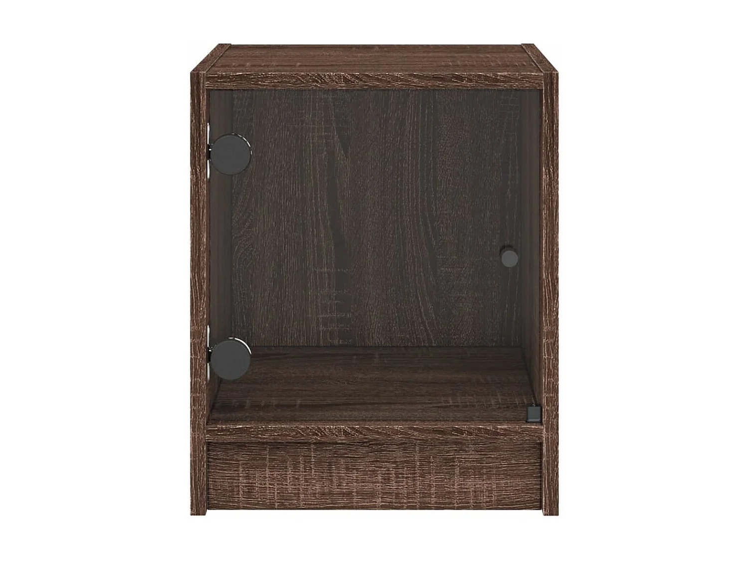 Butte  Table de chevet avec porte en verre chêne marron 35x37x42 cm