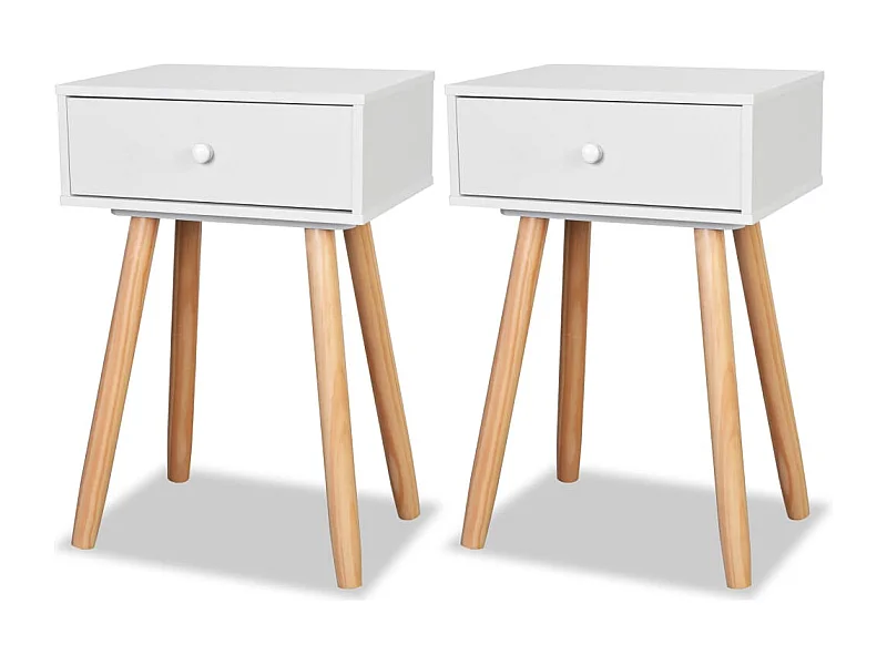 Tongeren  Table de chevet 2 pcs Bois de pin massif 40 x 30 x 61 cm Blanc