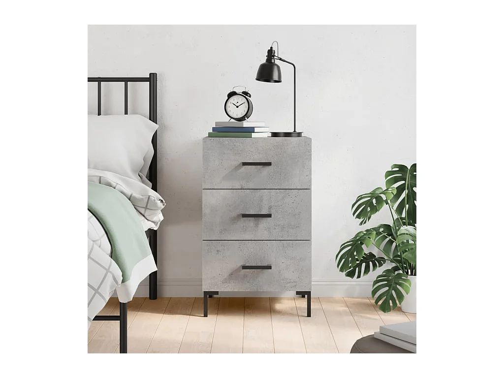 Mireya  Nachtkastje 40x40x66 cm bewerkt hout betongrijs
