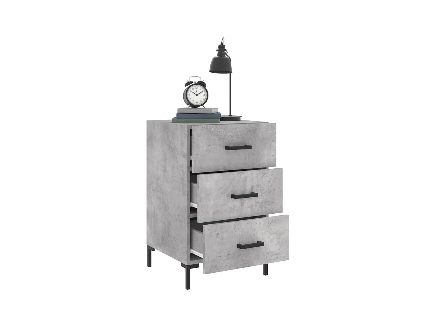 Mireya  Table de chevet gris béton 40x40x66 cm bois d'ingénierie