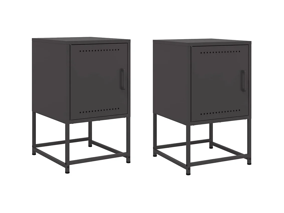Leandro Maurizio  Tables de chevet 2 pcs noir 36x39x60,5 cm acier