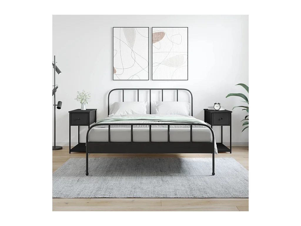 Thera  Tables de chevet 2 pcs noir 30x60x60 cm bois d’ingénierie