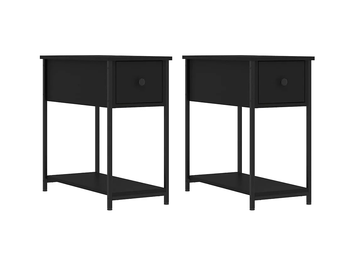 Thera  Mesitas de noche 2 uds madera de ingeniería negra 30x60x60 cm