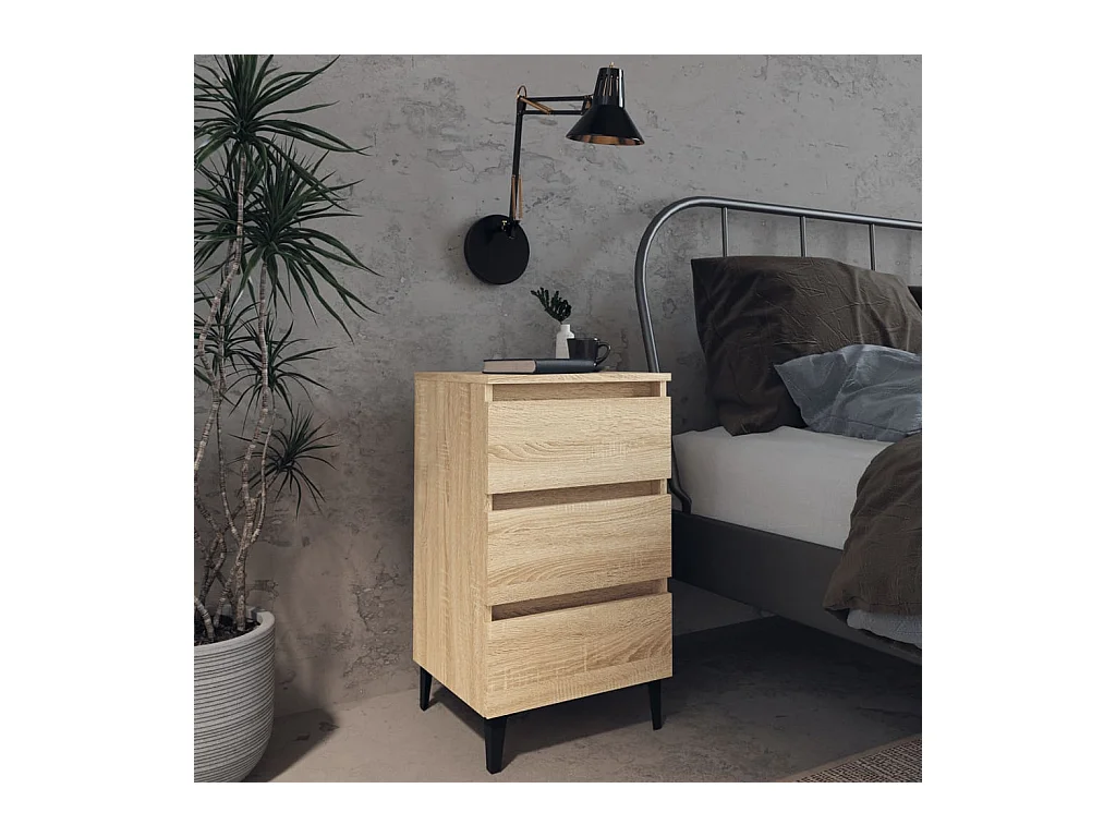 Artan  Table de chevet avec pieds en métal chêne sonoma 40x35x69 cm