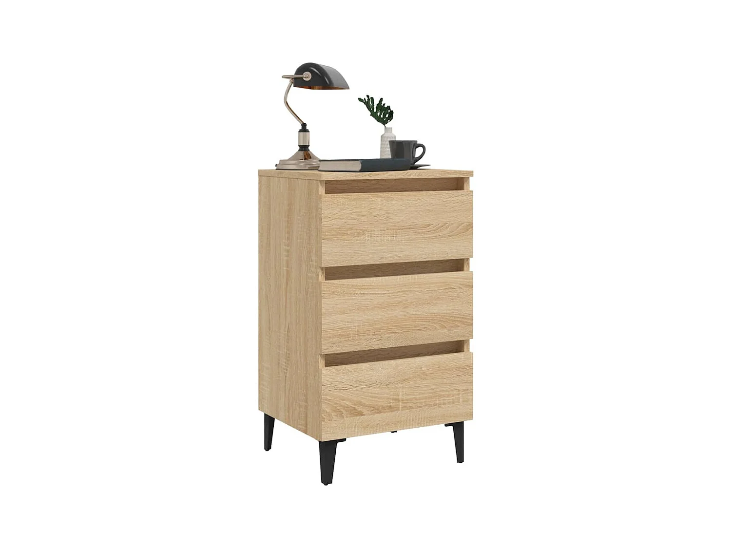 Artan  Table de chevet avec pieds en métal chêne sonoma 40x35x69 cm