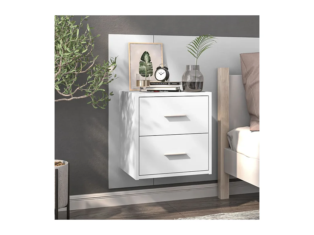 Gouda  Table de chevet murale Blanc brillant