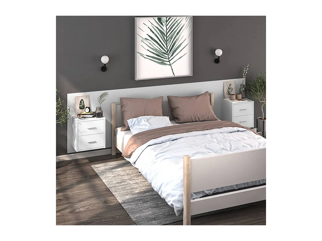 Gouda  Table de chevet murale Blanc brillant