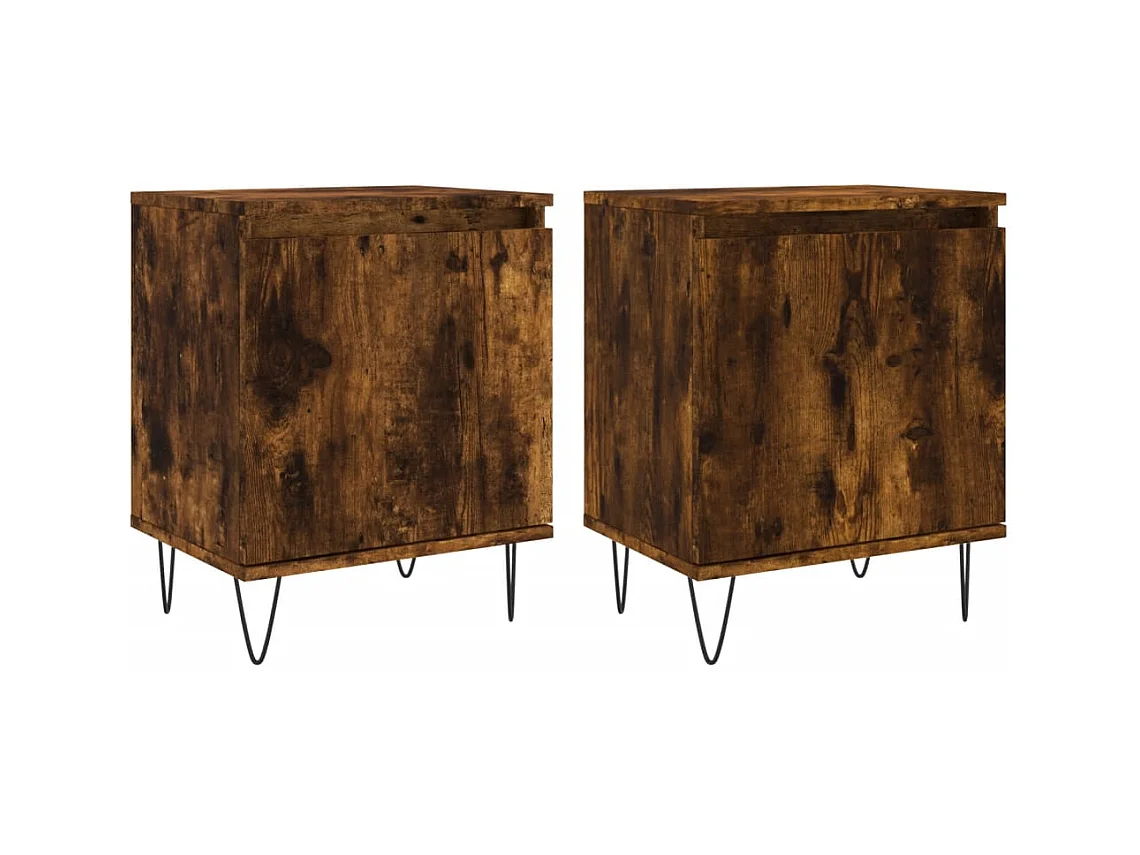 Bordentown  Tables de chevet 2 pcs chêne fumé 40x30x50 cm bois d'ingénierie