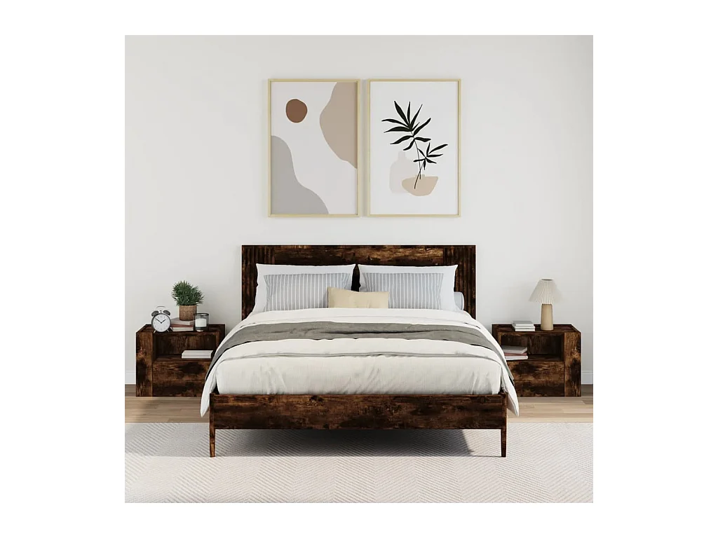 Sun City Center  Tables de chevet murales 2 pcs chêne fumé 45x30x35 cm