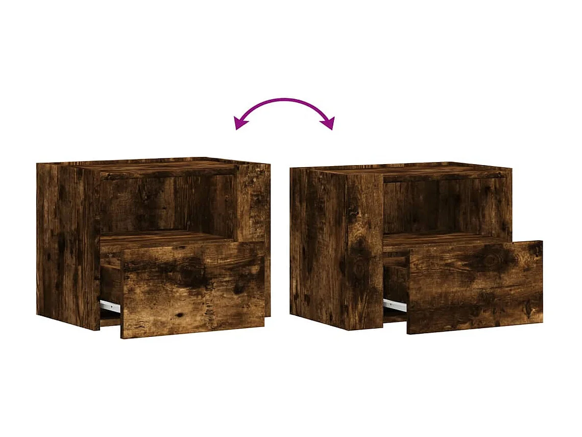 Sun City Center  Tables de chevet murales 2 pcs chêne fumé 45x30x35 cm