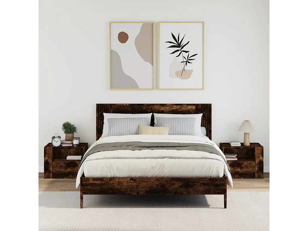 Sun City Center  Tables de chevet murales 2 pcs chêne fumé 45x30x35 cm