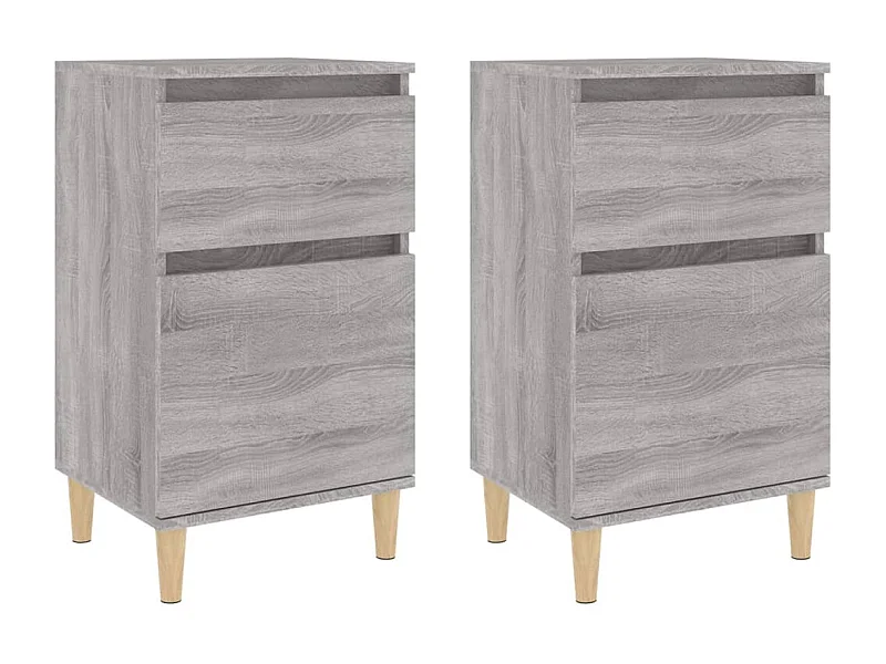 Bellevue  Nachtkastjes 2 st 40x35x70 cm bewerkt hout grijs sonoma eiken