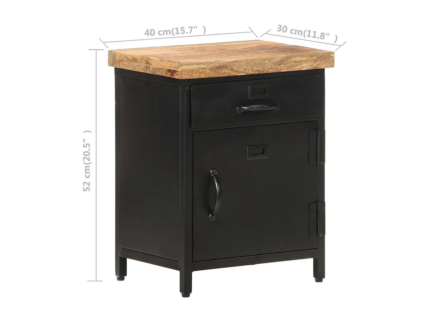 Garden Furniture -  Table de chevet 40x30x52 cm Bois de manguier brut