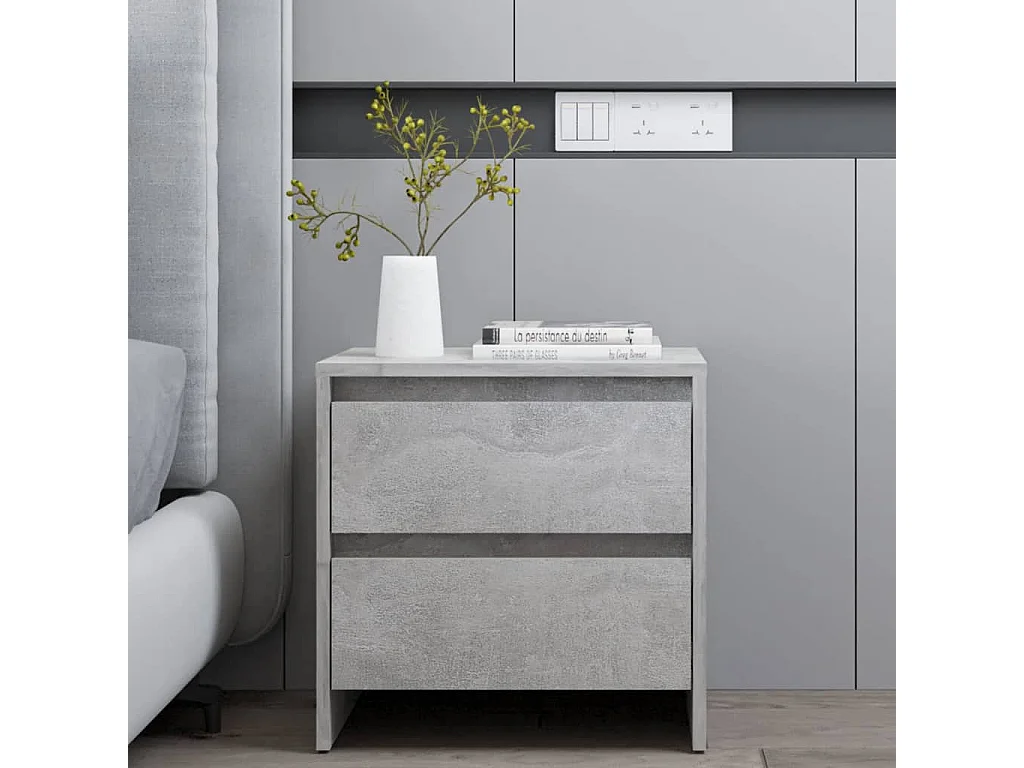 Robert  Tables de chevet 2pcs gris béton 45x34,5x44,5cm bois ingénierie