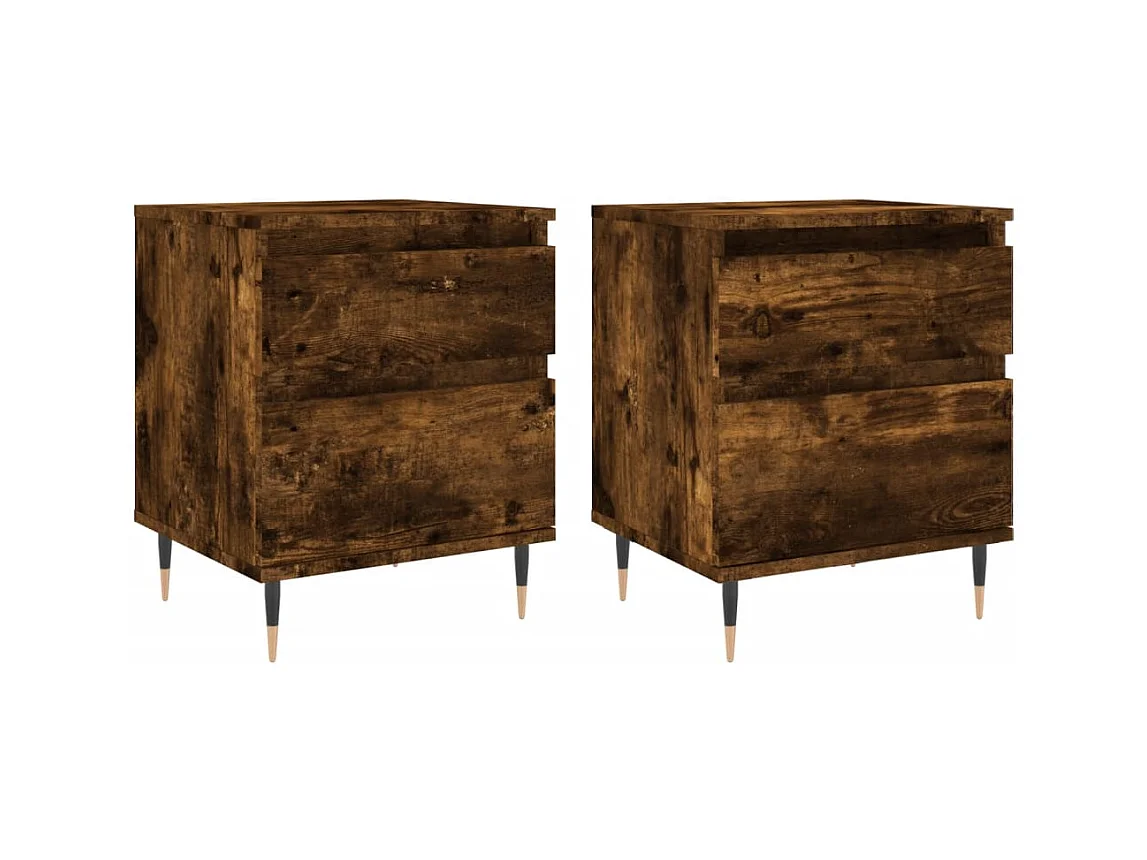 Bastiaan  Tables de chevet 2 pcs chêne fumé 40x35x50 cm bois ingénierie