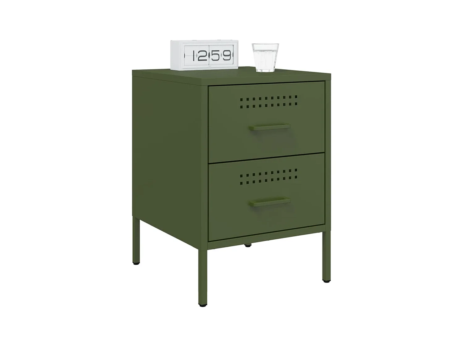 Lucille  Table de chevet vert olive 36x39x50,5 cm acier