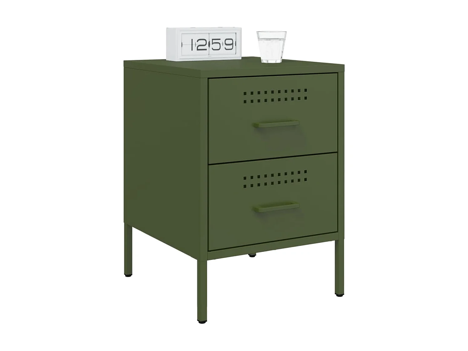 Lucille  Table de chevet vert olive 36x39x50,5 cm acier