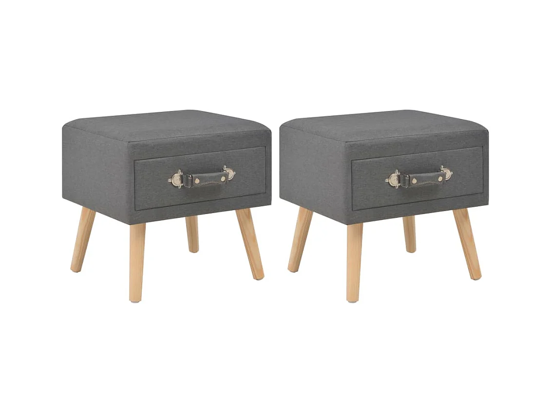 Melina Isabel  Tables de chevet 2 pcs Gris foncé 40x35x40 cm Tissu