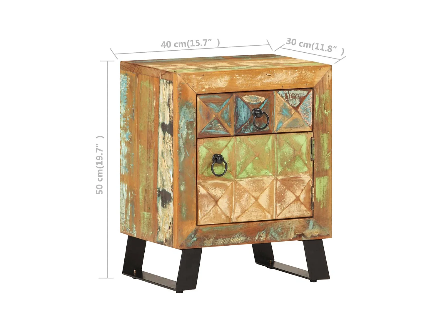 Garden Furniture -  Table de chevet 40 x 30 x 50 cm Bois de récupération massif