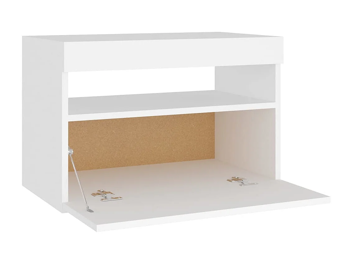 Beeville  Tables de chevet avec lumières LED 2 pcs blanc 60x35x40 cm