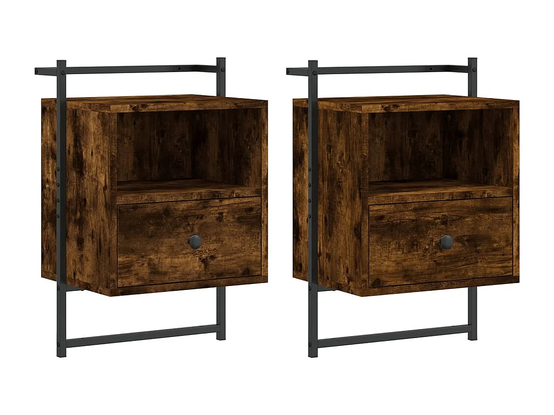 Gina Sofie  Table de chevet murale 2 pcs chêne fumé 40x30x61 cm