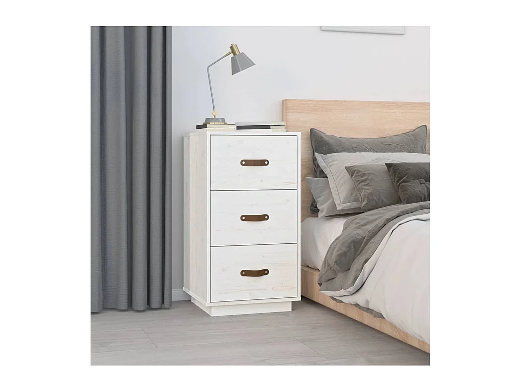 Samson  Comodini Bianc 2 pz 40x40x75 cm in Legno Massello di Pino