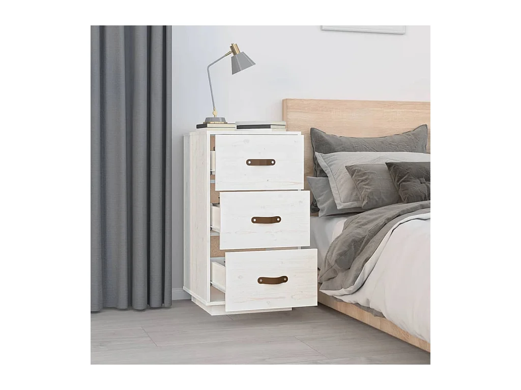 Samson  Comodini Bianc 2 pz 40x40x75 cm in Legno Massello di Pino