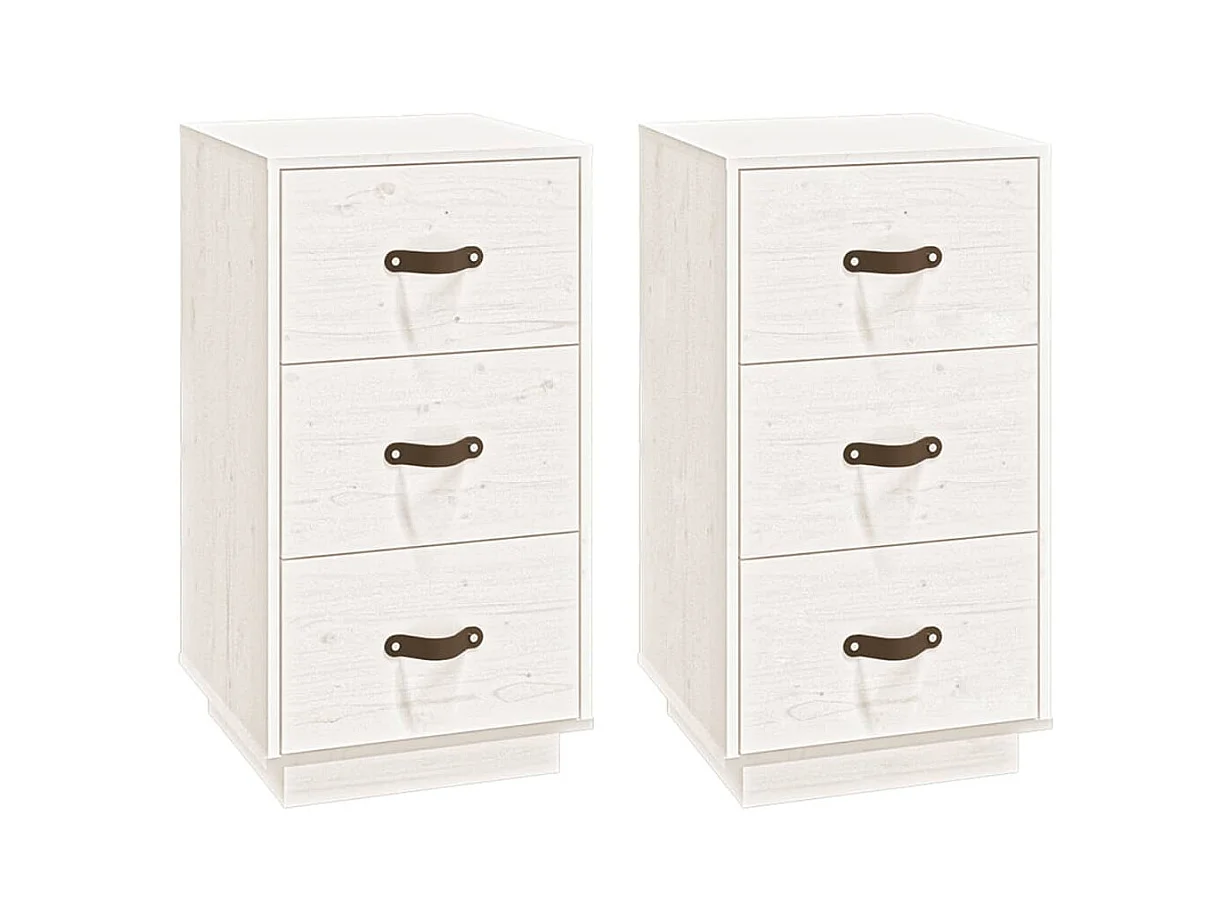 Samson  Comodini Bianc 2 pz 40x40x75 cm in Legno Massello di Pino