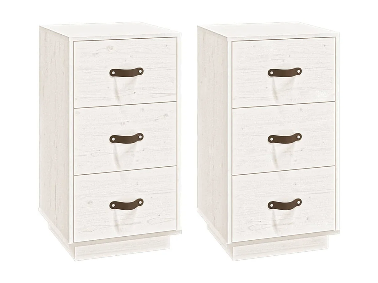 Samson   Tables de chevet 2 pcs Blanc 40x40x75 cm Bois de pin massif