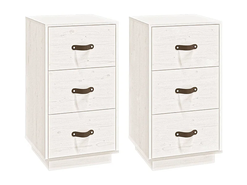 Samson  Comodini Bianc 2 pz 40x40x75 cm in Legno Massello di Pino