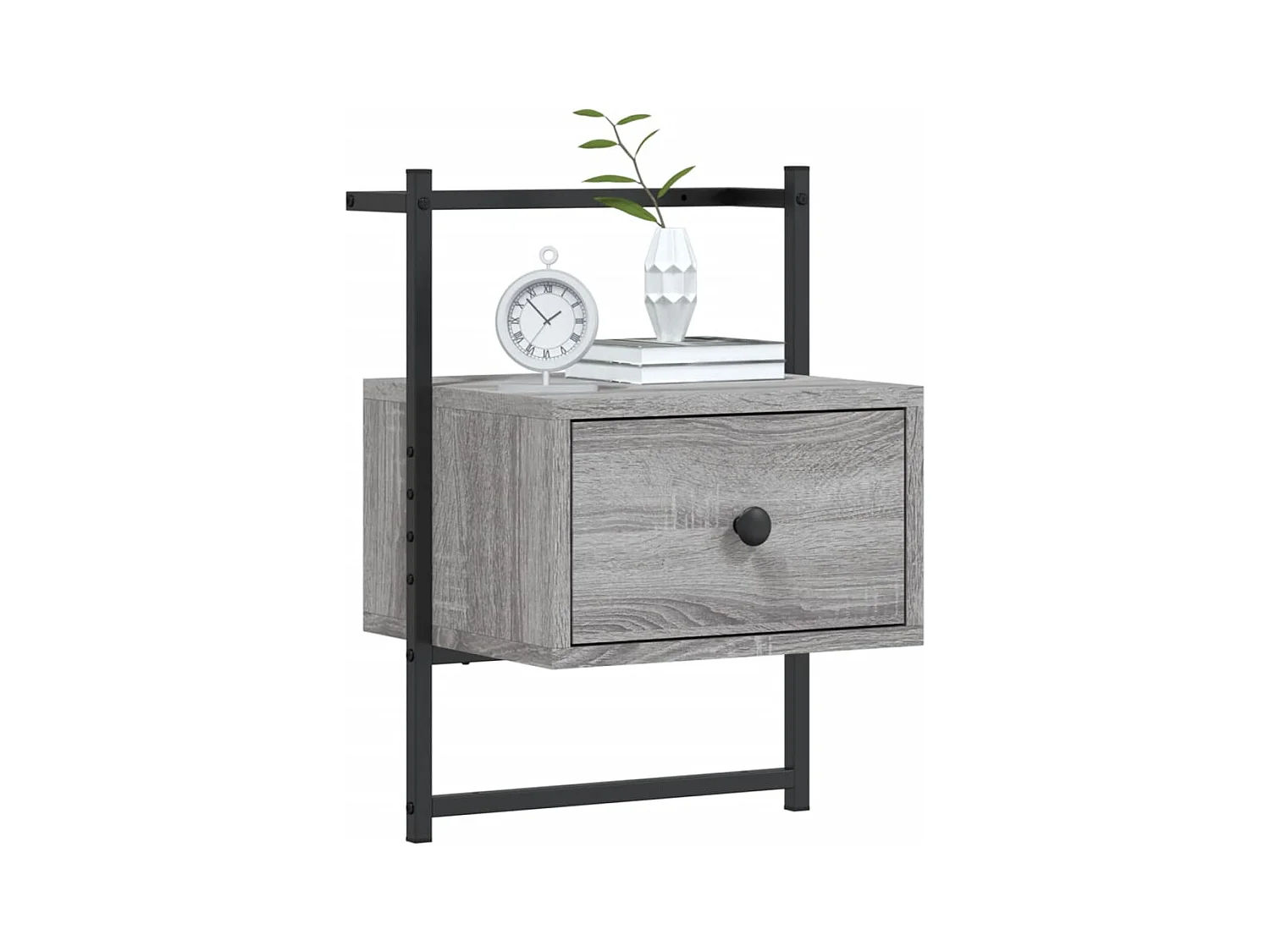 Nyra  Table de chevet murale sonoma gris 35x30x51cm bois d'ingénierie