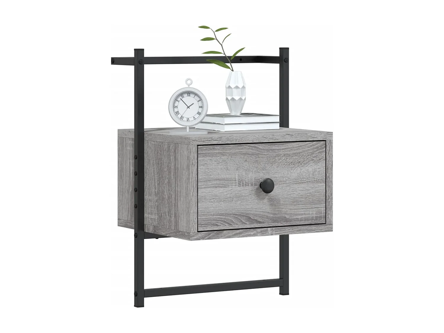 Nyra  Table de chevet murale sonoma gris 35x30x51cm bois d'ingénierie