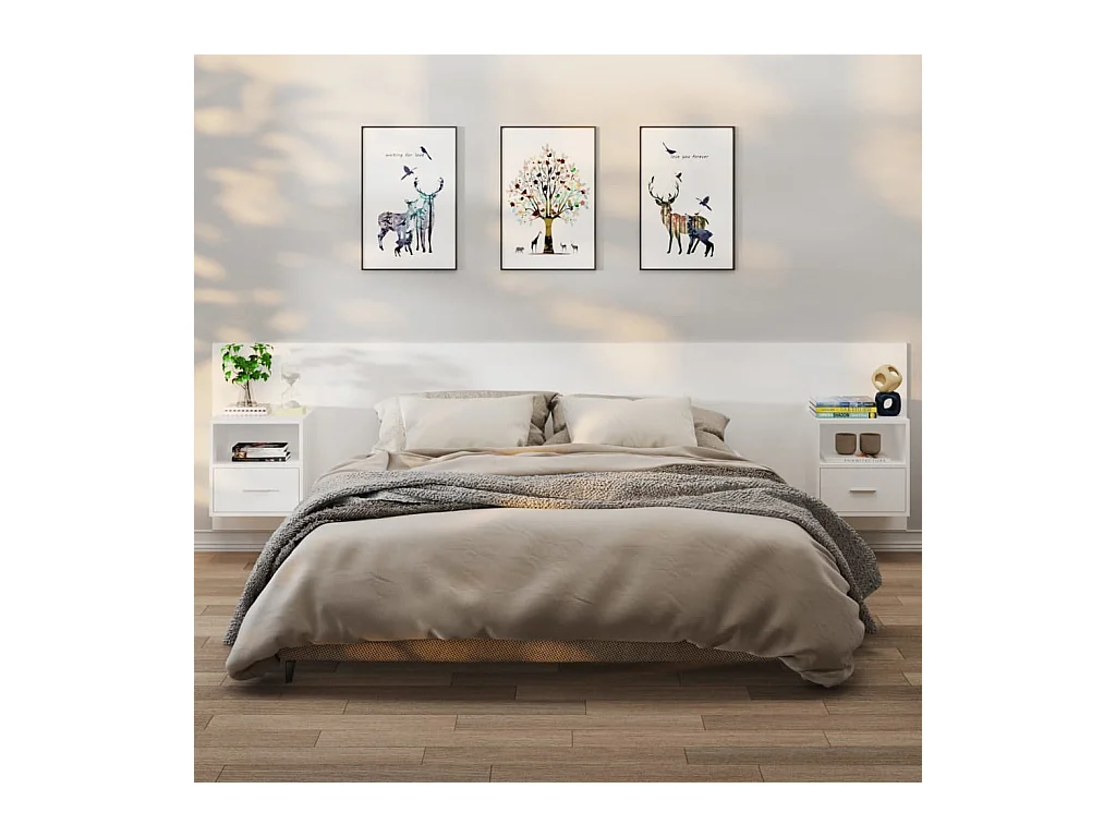 Bella Marie  Tables de chevet murales 2 pcs Blanc