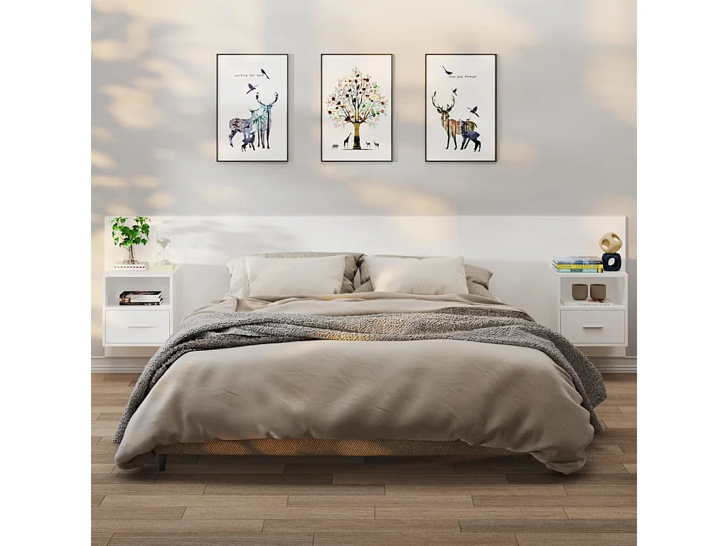 Bella Marie  Tables de chevet murales 2 pcs Blanc