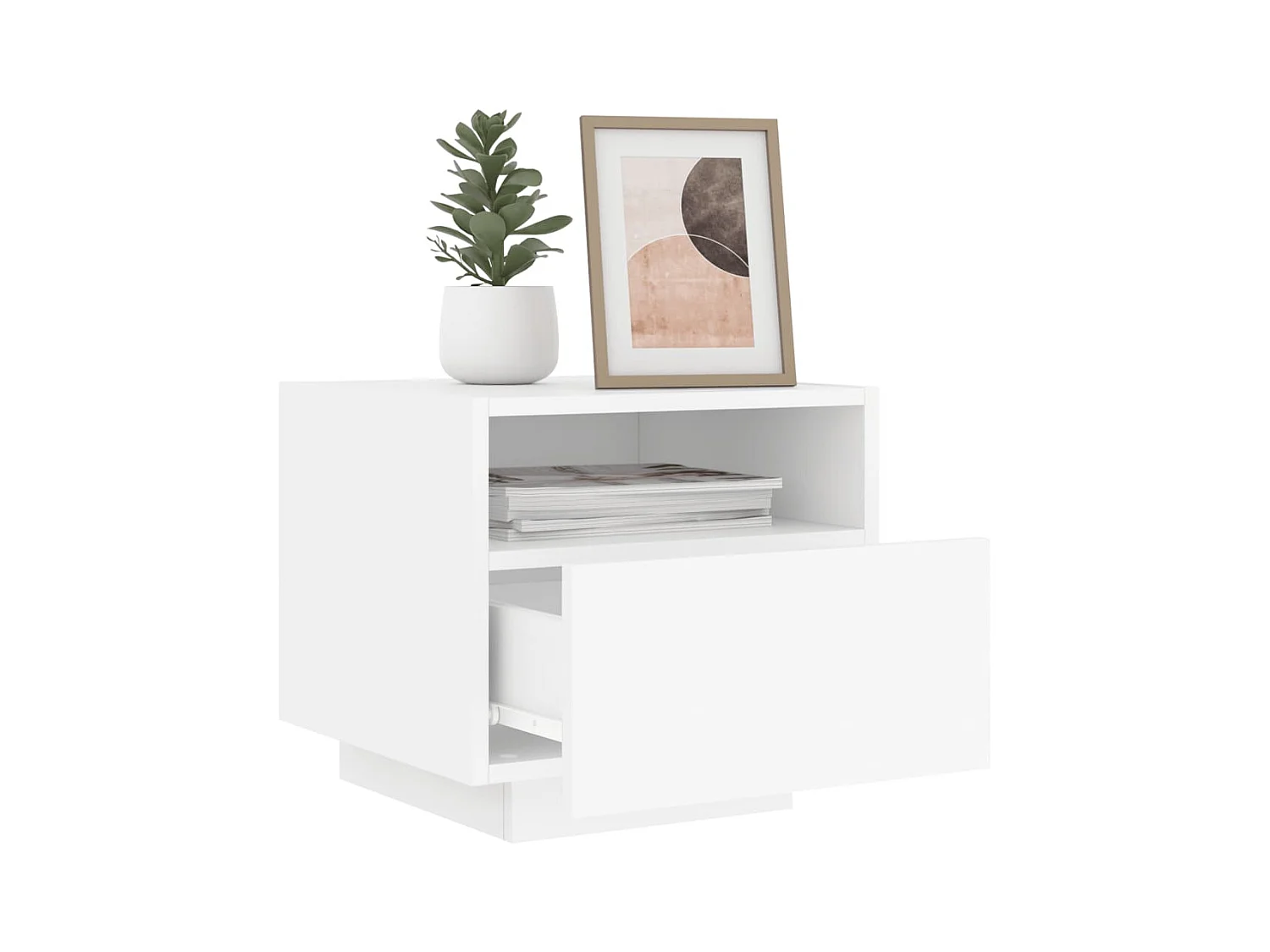 Simo  Armoires de chevet avec lumières LED 2 pcs blanc 40x39x37 cm