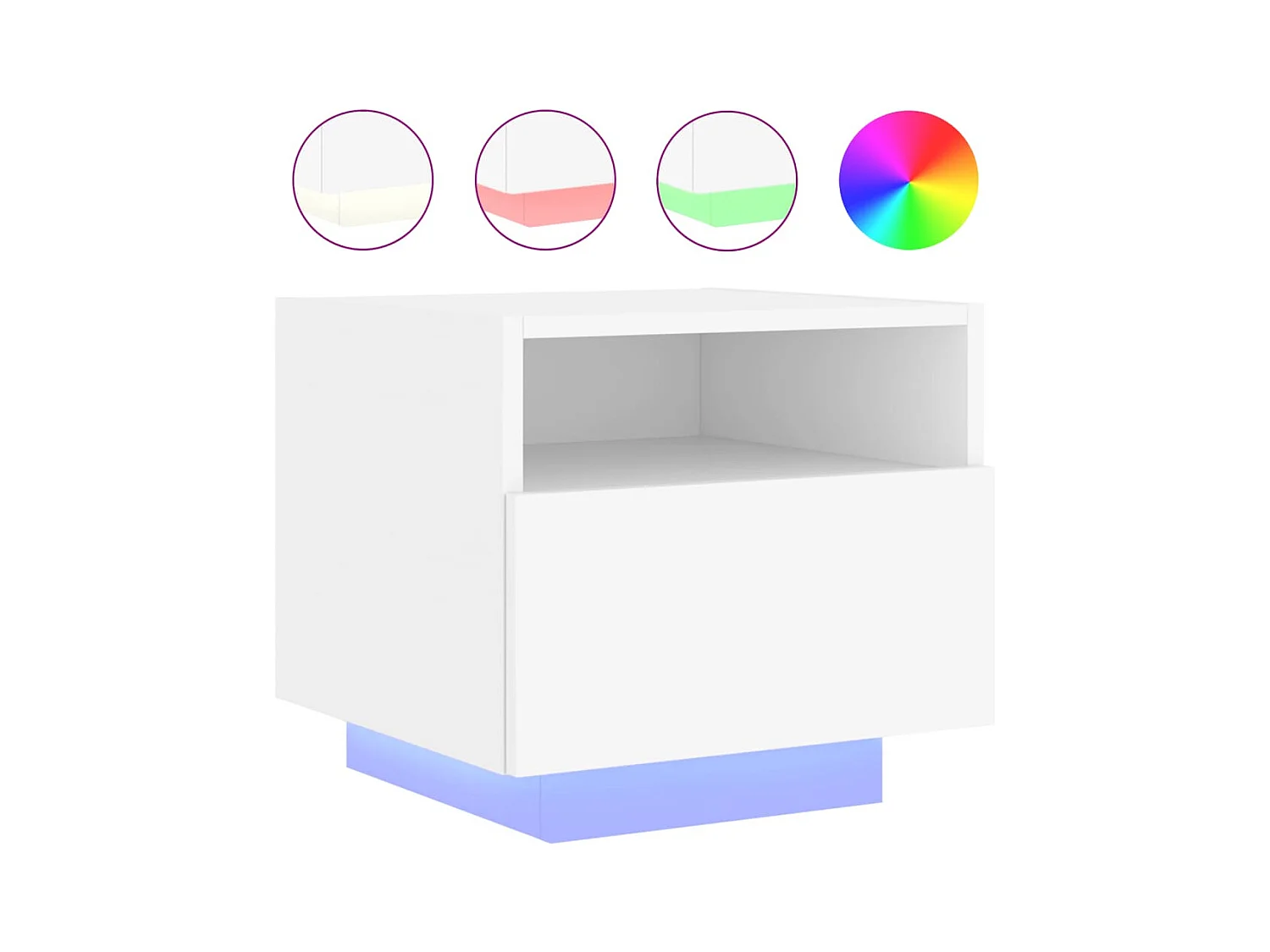 Simo  Armoires de chevet avec lumières LED 2 pcs blanc 40x39x37 cm