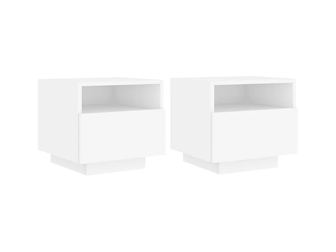 Simo  Armoires de chevet avec lumières LED 2 pcs blanc 40x39x37 cm